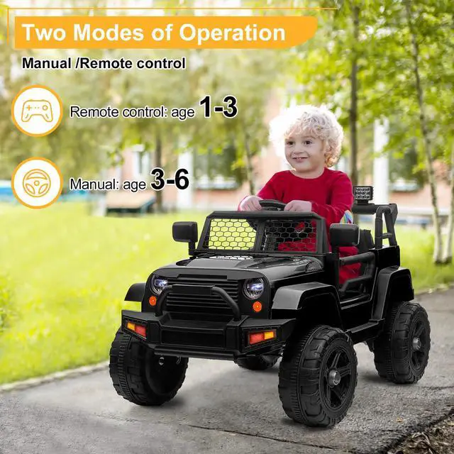 Alt view image 7 of 7 - Yescom 12V Kids Ride On Truck Car Jeep with Remote Control, LED,3 Speeds Black