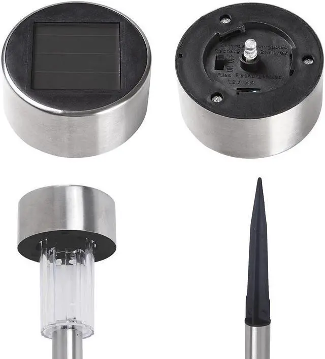 Alt view image 7 of 7 - 24pc Color Changing Stainless Steel Solar Powered LED Light Pathway Landscape