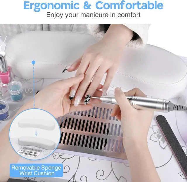 Alt view image 4 of 7 - Byootique Portable Folding Manicure Nail Table Station Salon Desk Vented Beauty Spa