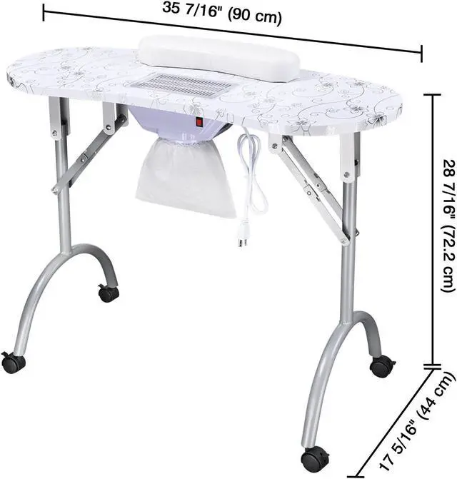 Alt view image 6 of 7 - Byootique Portable Folding Manicure Nail Table Station Salon Desk Vented Beauty Spa