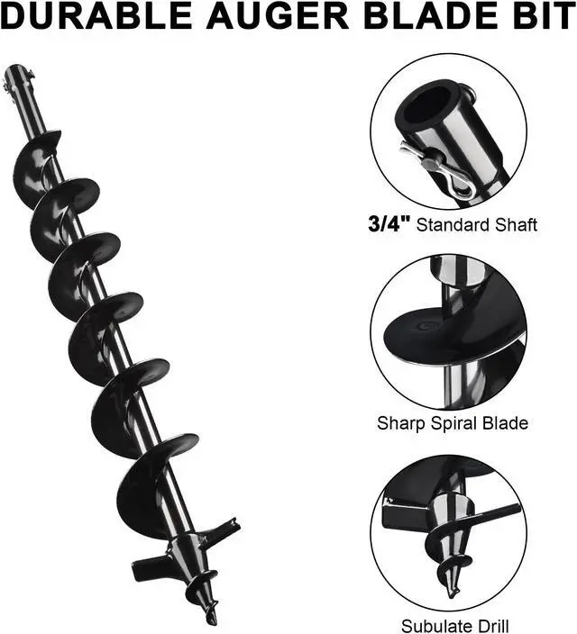 Alt view image 2 of 6 - Yescom 4" Earth Auger Drill Bit Bulb Planter Tool for Planting Flower Fence Post Umbrella Hole Digger Gardening Project