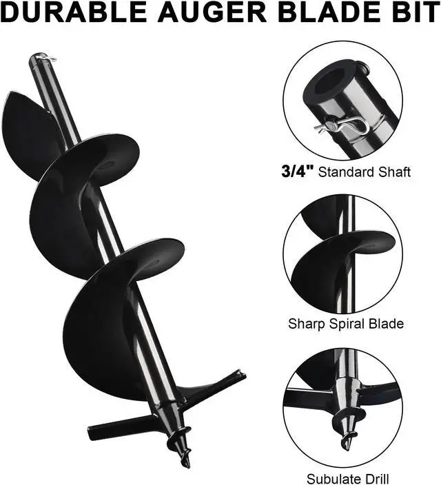 Alt view image 2 of 6 - Yescom 8" Earth Auger Bit Bulb Planter Tool Planting Flower Fence Post Garden Spiral Hole Gardening Project