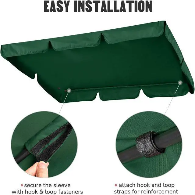 Alt view image 6 of 7 - 76"x44" Outdoor Swing Cover Replacement Canopy UV30+ 180gsm Top Patio Yard Garden Seat