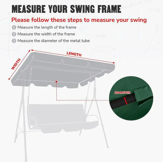 Alt view image 7 of 7 - 76"x44" Outdoor Swing Cover Replacement Canopy UV30+ 180gsm Top Patio Yard Garden Seat