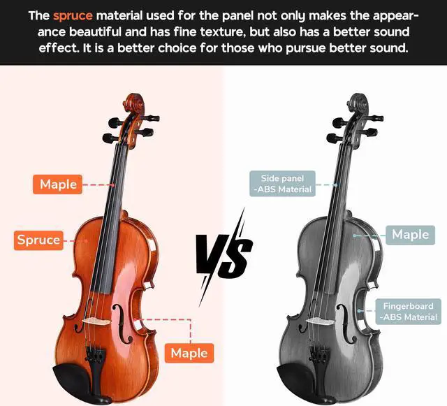 Alt view image 2 of 7 - Solid Wood Violin 4/4 Full Set Fiddle Beginner Violin Full Size with Case Shoulder Rest for Student Adults