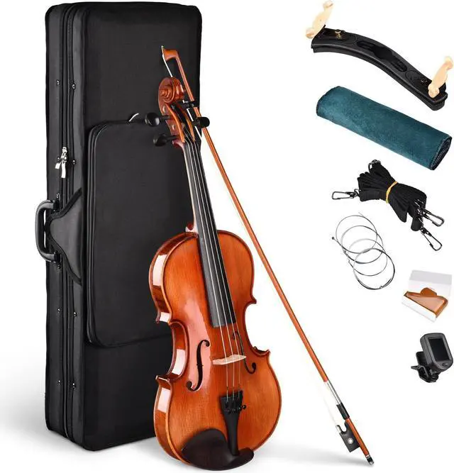 Main image of Solid Wood Violin 4/4 Full Set Fiddle Beginner Violin Full Size with Case Shoulder Rest for Student Adults