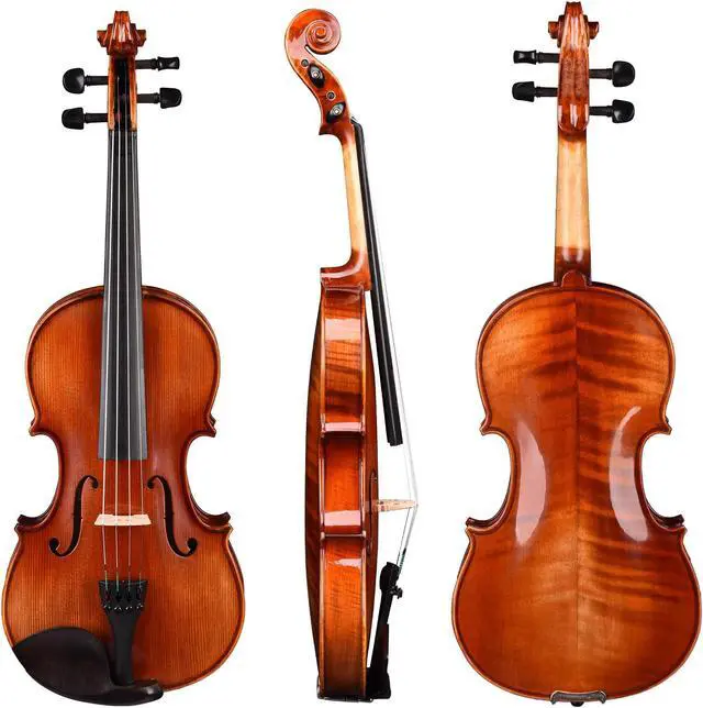 Alt view image 3 of 7 - Solid Wood Violin 4/4 Full Set Fiddle Beginner Violin Full Size with Case Shoulder Rest for Student Adults
