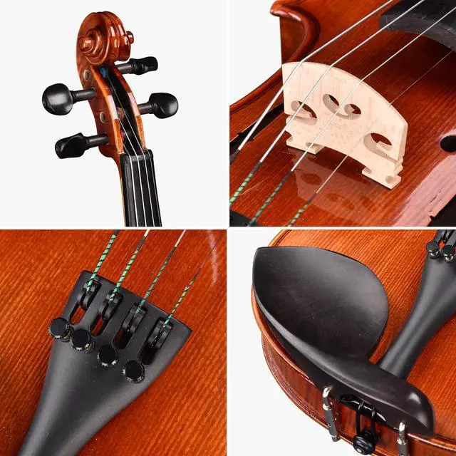 Alt view image 4 of 7 - Solid Wood Violin 4/4 Full Set Fiddle Beginner Violin Full Size with Case Shoulder Rest for Student Adults