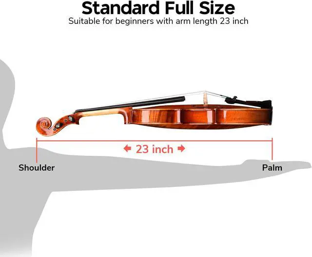 Alt view image 7 of 7 - Solid Wood Violin 4/4 Full Set Fiddle Beginner Violin Full Size with Case Shoulder Rest for Student Adults