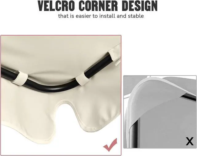 Alt view image 4 of 7 - 76"x44" Outdoor Swing Cover Replacement Canopy UV30+ 180gsm Top Patio Yard Garden Seat