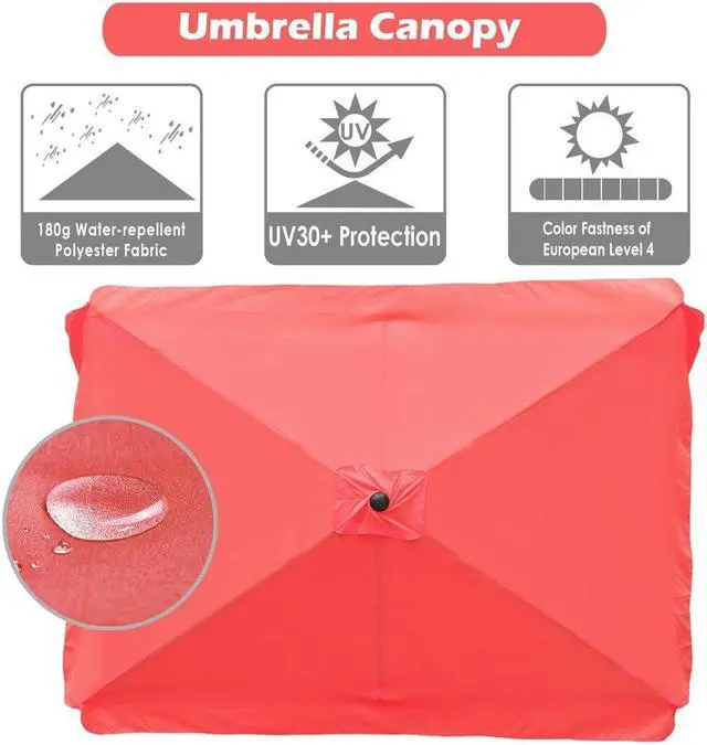 Alt view image 2 of 7 - 10x6ft Universal Replacement Umbrella Canopy with Tippet Top Cover Patio Beach