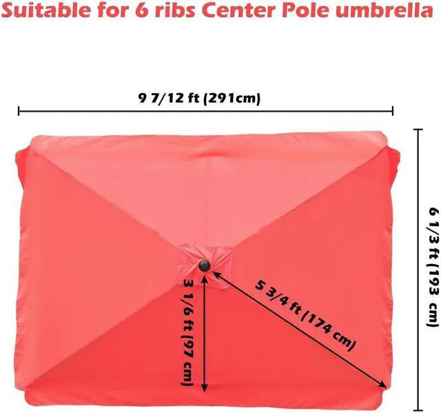 Alt view image 3 of 7 - 10x6ft Universal Replacement Umbrella Canopy with Tippet Top Cover Patio Beach