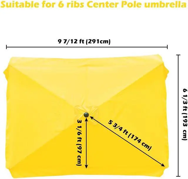 Alt view image 3 of 7 - 10x6ft Universal Replacement Umbrella Canopy with Tippet Top Cover Patio Beach