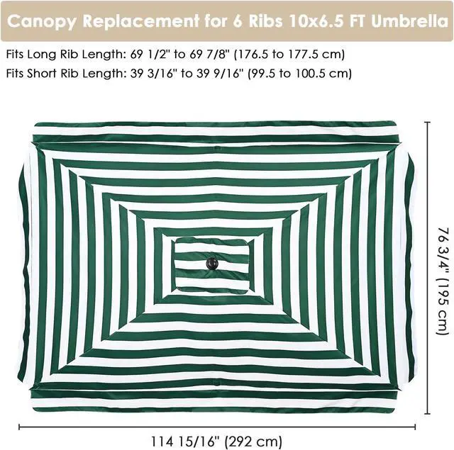 Alt view image 6 of 7 - Yescom 10x6.5 Ft Patio Umbrella Replacement Canopy Market Table Top Sunshade Cover Yard