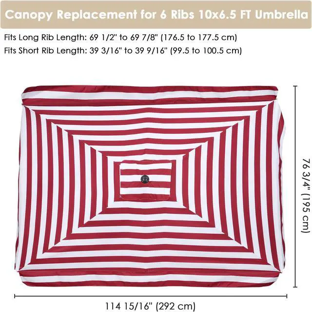 Alt view image 6 of 7 - Yescom 10x6.5 Ft Patio Umbrella Replacement Canopy Market Table Top Sunshade Cover