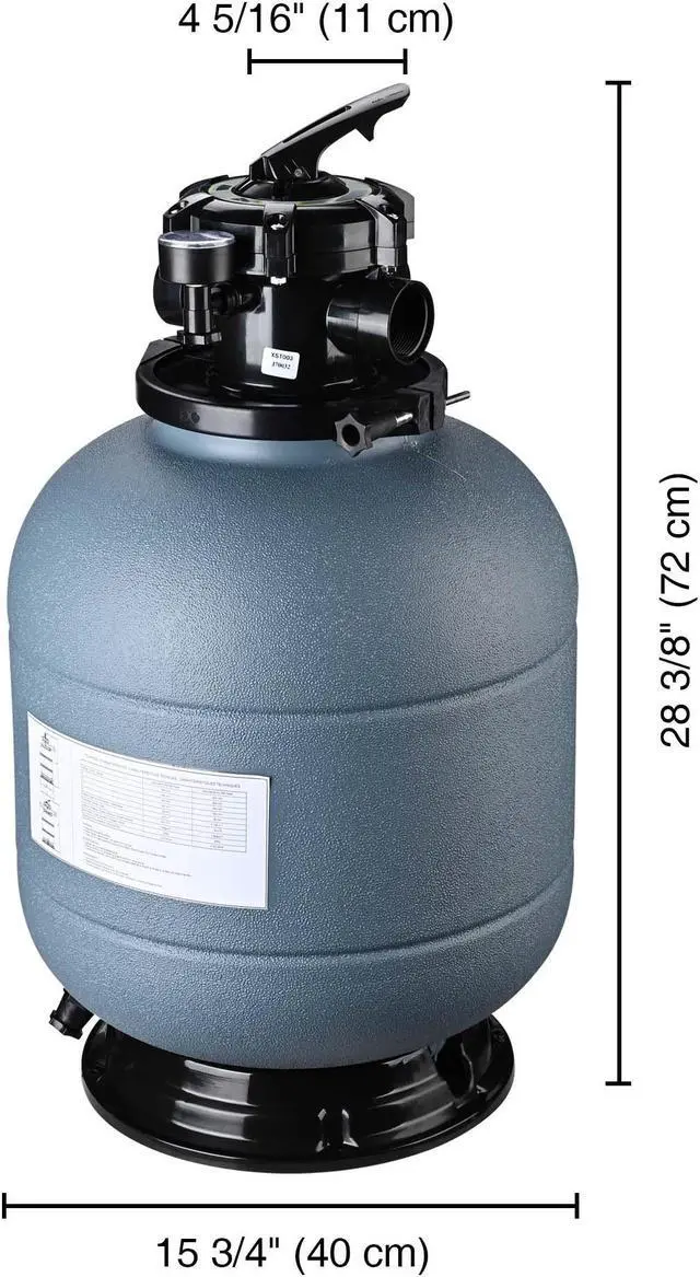 Alt view image 10 of 14 - 16" Swimming Pool Sand Filter Above Inground Pond Fountain Fit 0.35 to 1HP Pump