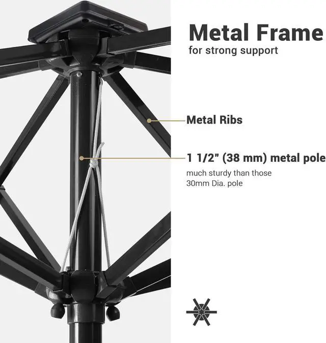 Alt view image 6 of 7 - 2Pcs 10x6.5' Rectangle Aluminum Solar Outdoor Crank Tilt Patio Umbrella w/ 20 LEDs Poolside Garden