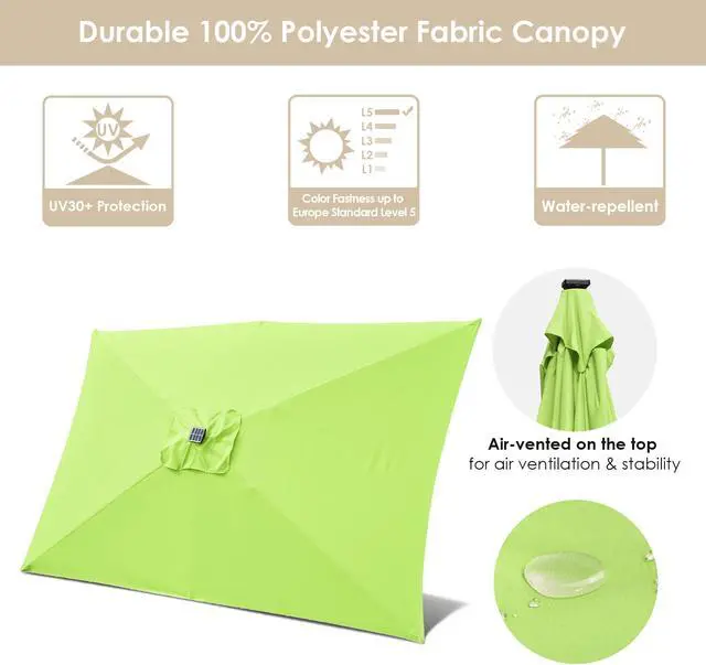 Alt view image 4 of 7 - 2 Pack of 10x6ft Rectangle Solar Power Patio Umbrella Outdoor LED Tilt Sunshade