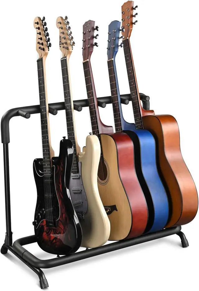 Main image of 5 Five Holder Multi Guitar Folding Stand Band Stage Bass Acoustic Guitar Display Rack