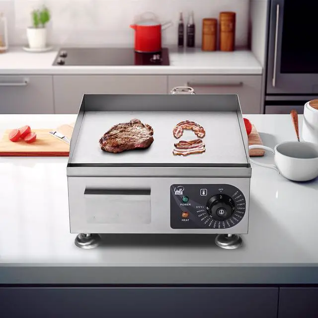 Alt view image 9 of 14 - 1800W 14" Electric Countertop Griddle Flat Top Commercial Restaurant BBQ Grill