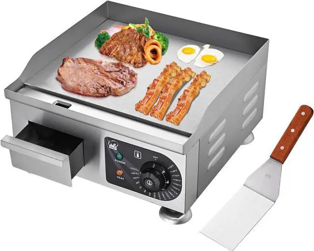 Alt view image 8 of 14 - 1800W 14" Electric Countertop Griddle Flat Top Commercial Restaurant BBQ Grill