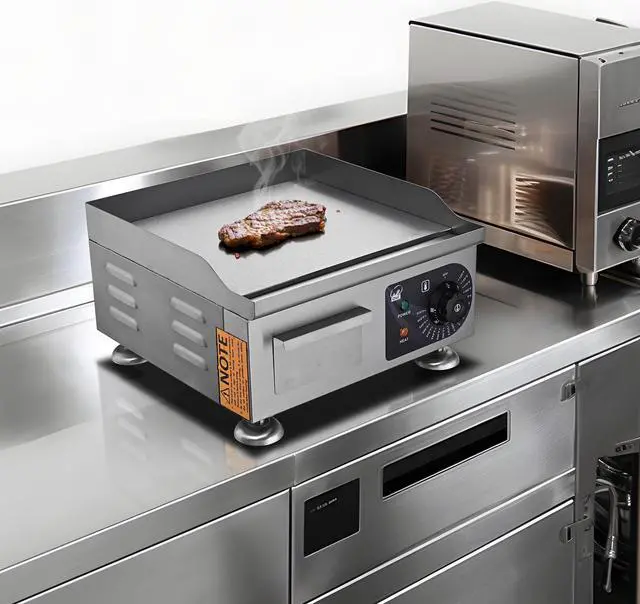 Alt view image 10 of 14 - 1800W 14" Electric Countertop Griddle Flat Top Commercial Restaurant BBQ Grill