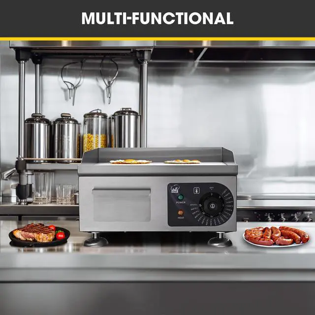 Alt view image 14 of 14 - 1800W 14" Electric Countertop Griddle Flat Top Commercial Restaurant BBQ Grill