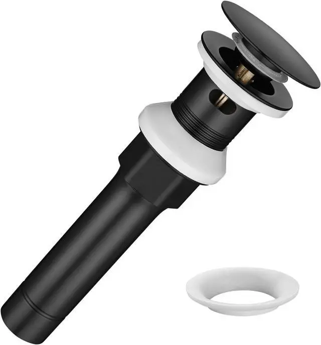 Main image of Aquaterior Bathroom Pop Up Drain with Overflow Lavatory Vessel Basin Sink Black