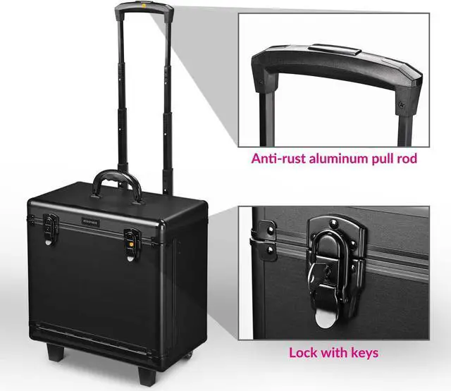 Alt view image 6 of 7 - AW® Black PVC Hair Makeup Train Case Baber Salon Clipper Trimmer Tool Appliance Box