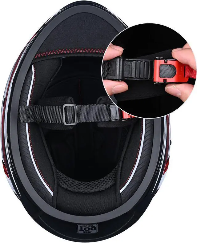 Alt view image 5 of 7 - AHR RUN-F Full Face Motorcycle Helmet Dual Visor DOT Approved M