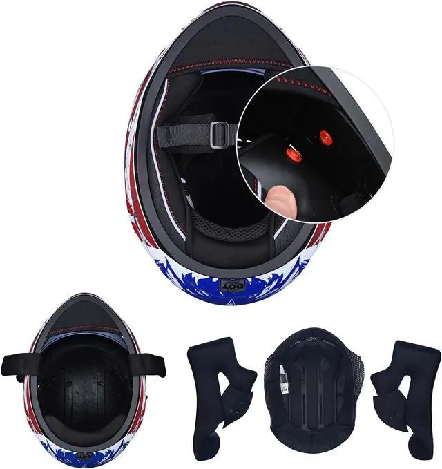 Alt view image 6 of 7 - AHR RUN-F Full Face Motorcycle Helmet Dual Visor DOT Approved M