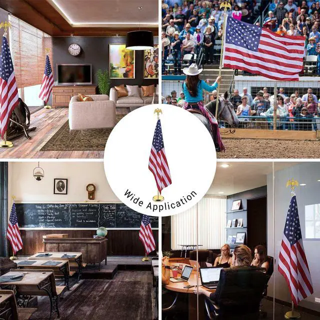 Alt view image 2 of 7 - Yescom 6 Ft Sectional Indoor Flag Pole Kit Base Eagle Topper 3x5 Ft  US Flag