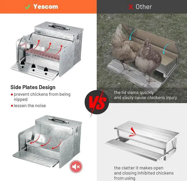 Alt view image 2 of 7 - 26lbs Automatic Chicken Feeder Portable with Lock Rat Proof Weatherproof Aluminum Trough Poultry Farm