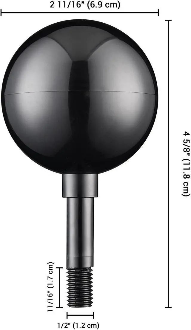 Alt view image 2 of 6 - Yescom 3" Flagpole 2 Pack Black Ball Top Finial Ornament for 20 25 30 Ft Flag Pole Outdoor