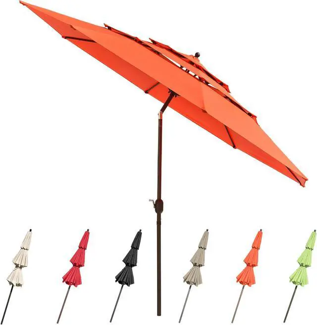 Main image of Yescom 11 Ft 3 Tier Patio Umbrella with Crank Handle Push to Tilt Outdoor Yard