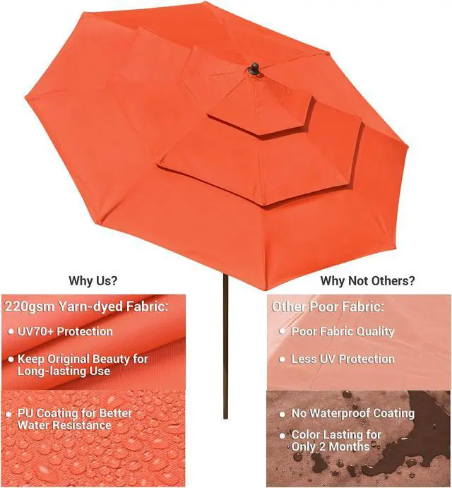Alt view image 3 of 7 - Yescom 11 Ft 3 Tier Patio Umbrella with Crank Handle Push to Tilt Outdoor Yard