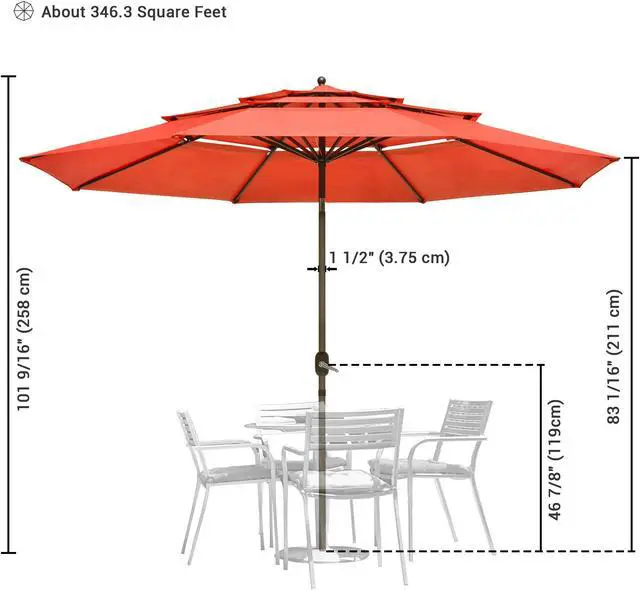 Alt view image 7 of 7 - Yescom 11 Ft 3 Tier Patio Umbrella with Crank Handle Push to Tilt Outdoor Yard
