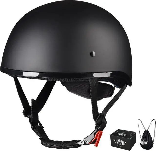 Main image of AHR Half Face German Style Motorcycle Helmet DOT Chopper Cruiser Scooter