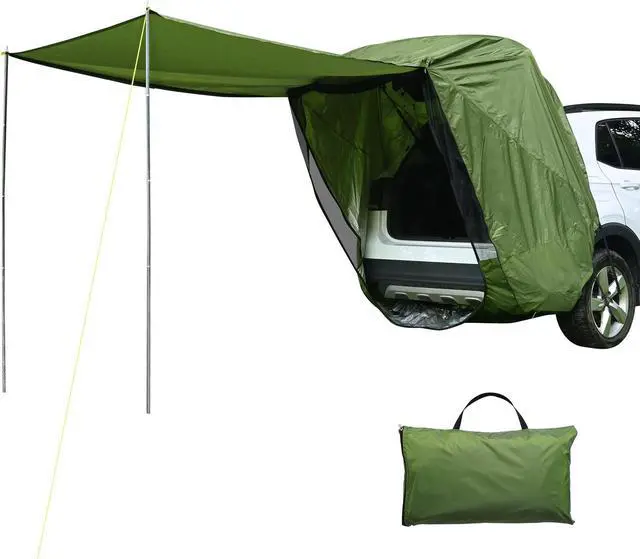 Main image of Yescom Universal Tailgate Tent with Pole for SUV/Van/MPV/CUV Camping Travel Hatchback Awning Shade Mesh Net Waterproof Green