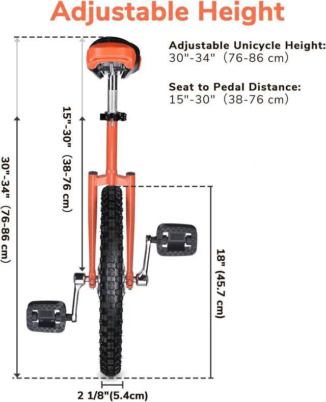 Alt view image 3 of 7 - Yescom 18 In Wheel Outdoor Unicycle Skid-proof Tire Fitness Bicycle Balance Training for Adults Teenagers Kids, Orange