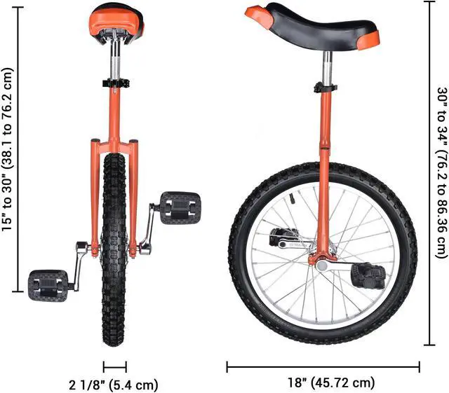 Alt view image 7 of 7 - Yescom 18 In Wheel Outdoor Unicycle Skid-proof Tire Fitness Bicycle Balance Training for Adults Teenagers Kids, Orange