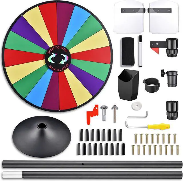 Alt view image 5 of 7 - WinSpin 36" Prize Wheel Tabletop Floor Stand Spinning Game w/ Brochure Holders