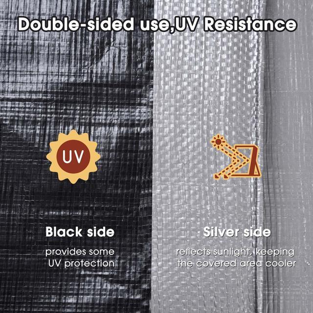 Alt view image 5 of 7 - Yescom 20x24 Ft 14 Mil Poly Tarp Protective Cover Tarpaulin Heavy Duty UV Resistant