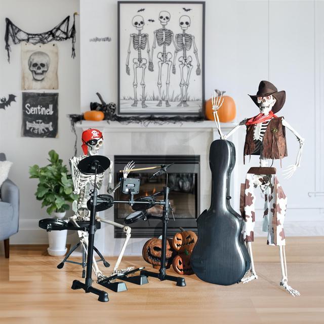 Alt view image 6 of 7 - Yescom Pirate Life Size Skeleton Poseable Full Size 5.4 Ft Halloween Party Decorations Haunted House 2024