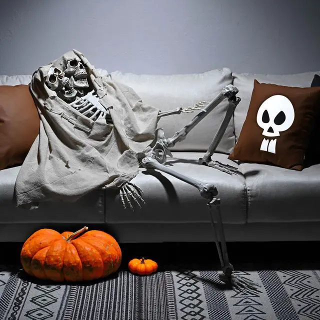Main image of Yescom Life Size Skeleton Poseable Full Size Two Head 5.4Ft Halloween Party Decoration Haunted House 2024