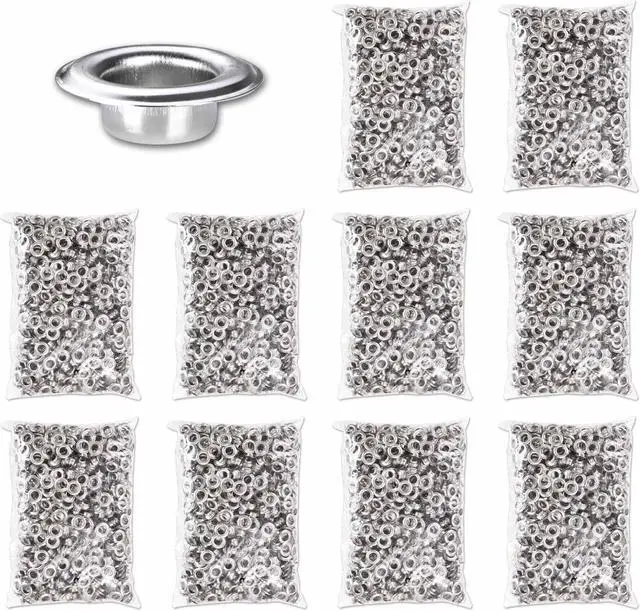 Main image of Yescom 10000 pcs Grommet Kit 3/8 inch Size #2 Nickel Grommets for Fabric Leather Tarp Semi-Automatic Eyelet Machine