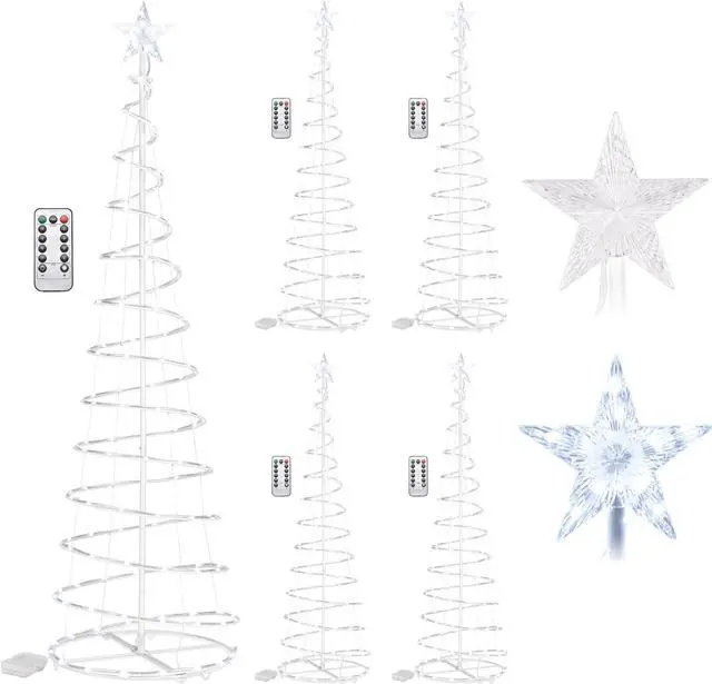 Main image of Yescom Twinkle 6Ft Spiral Christmas Tree Light 182 LED 8 Model for Indoor Outdoor Yard Decoration Cool White 5Pack