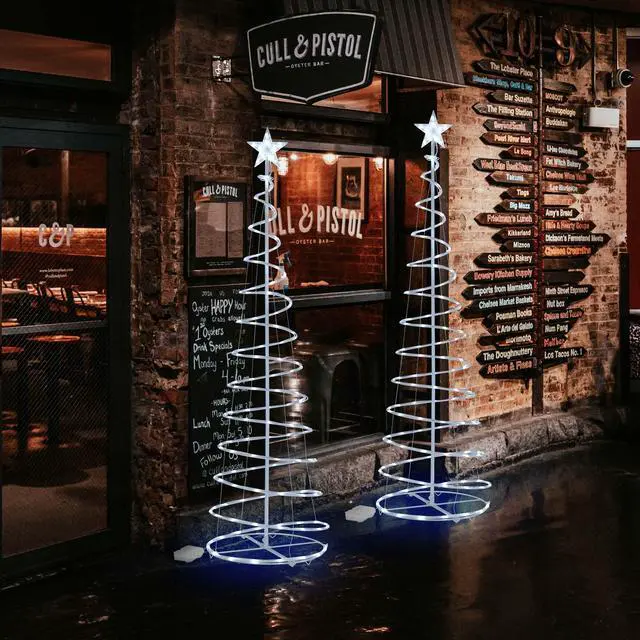 Alt view image 2 of 7 - Yescom Twinkle 6Ft Spiral Christmas Tree Light 182 LED 8 Model for Indoor Outdoor Yard Decoration Cool White 5Pack