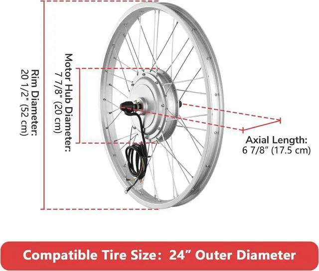 Alt view image 3 of 7 - Yescom Electric Bicycle Front Wheel E-Bike Conversion Kit 24" 36V 750W Throttle Controller