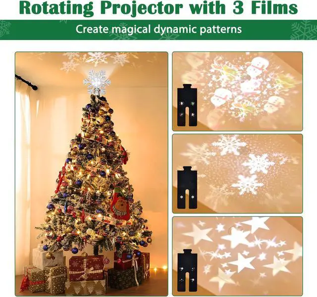 Alt view image 4 of 7 - 7.5 Ft White Christmas Tree Artificial w/ Topper & 66FT Fairy Lights Xmas Decor